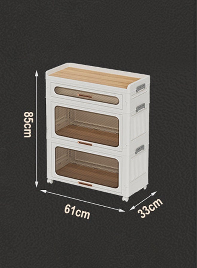 keke 4 Layers Foldable Flip Type Kitchen and Bathroom Cabinet with Wheels - Image 4