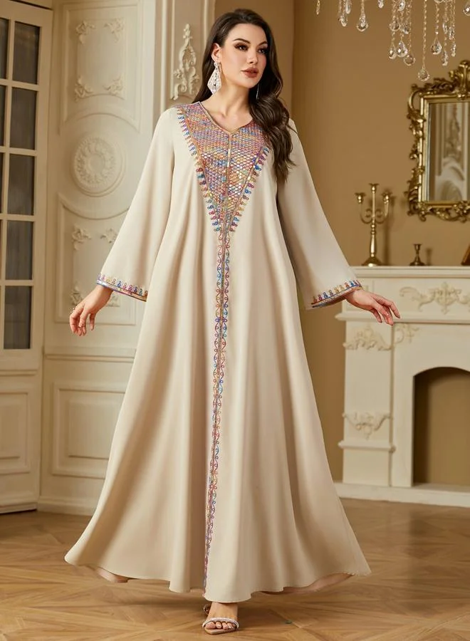 تايك تو جلابية بأكمام طويلة مطرزة