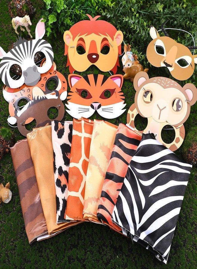 Vertintong 12 Set Safari Animal Mask and Capes Kids Jungle Safari Theme Party favors Cosplay Wild Birthday Decorations Animal Costumes Dress Up Set for Kids Birthday Party Supplies - Image 4