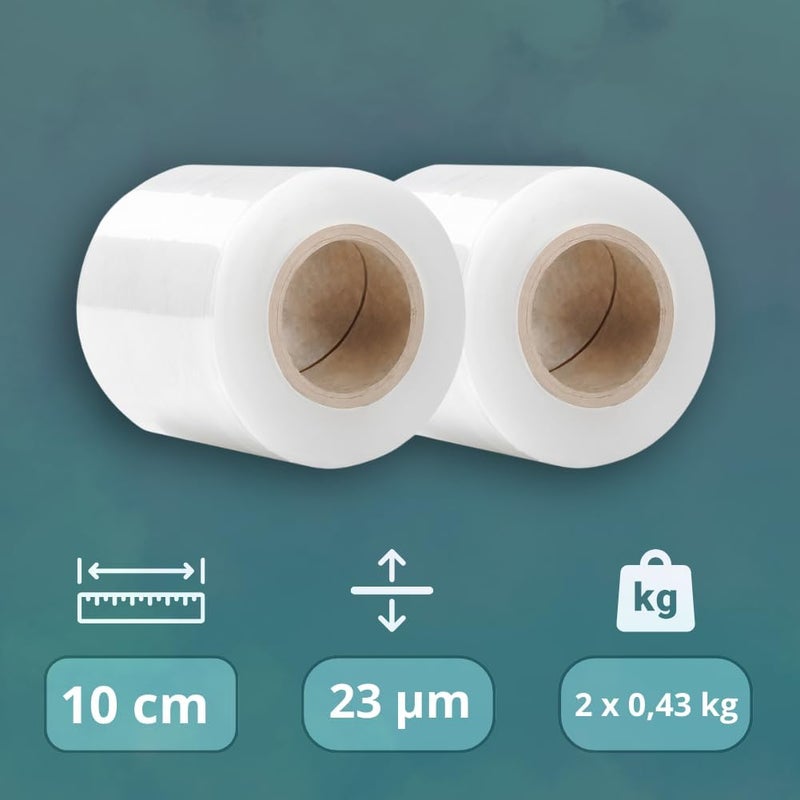 Rago ® Stretch Film Set Mini Rolls 2 Pieces I Transparent Film for Furniture Stretch Film Pallet Film Hand Film Wrapping Film (2 x Transparent 0.43 kg) Packaging Material Packing Films - Image 4