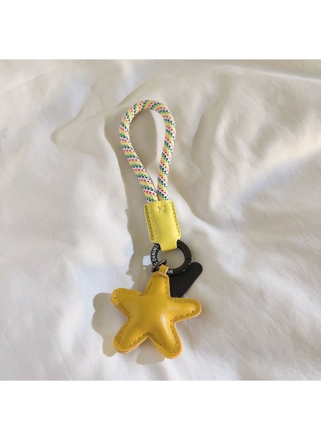 NIBEMINENT Phone Charm/ Chain Strap for Women Girls, Blue Leather Star Cell Phone Case Lanyard Wrist Strap 