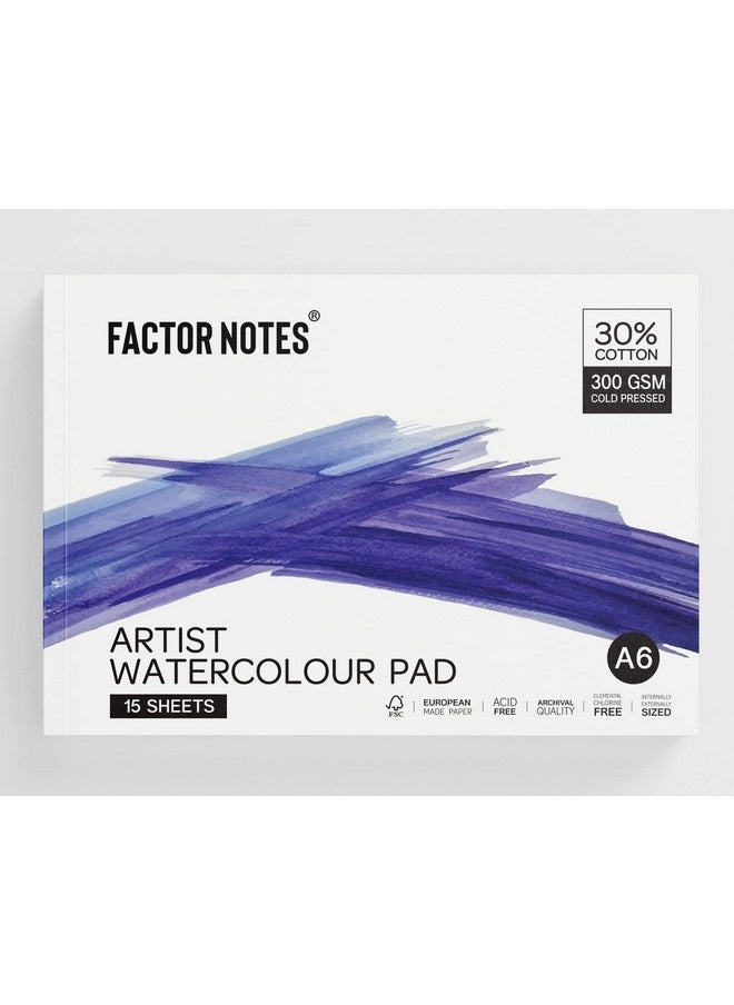 فيكطر نوطس لوحة ألوان مائية من Factor Notes Artist: 30% قطن، 300 جرام لكل متر مربع، مضغوطة على البارد، ورق قابل للتمزيق خالٍ من الأحماض (A6) أكريليك، زيت  - Image 1