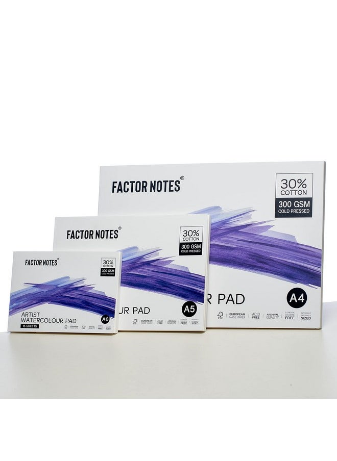 فيكطر نوطس لوحة ألوان مائية من Factor Notes Artist: 30% قطن، 300 جرام لكل متر مربع، مضغوطة على البارد، ورق قابل للتمزيق خالٍ من الأحماض (A6) أكريليك، زيت  - Image 5