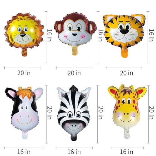 AMFIN (Pack of 6) Big Size Animal Face Foil Balloons for Jungle Theme Party Decoration - Image 3