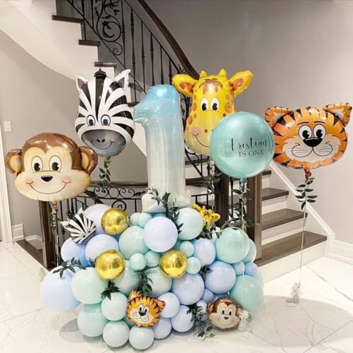 AMFIN (Pack of 6) Big Size Animal Face Foil Balloons for Jungle Theme Party Decoration - Image 4