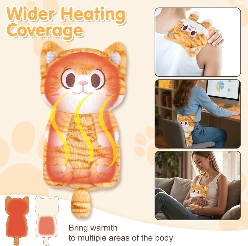 SUZZIPAD Orange Cat Microwave Heating Pad for Belly Neck  Shoulders Heated Stuffed Animal with Moist Heat Removable Plush Cover Unscented Natural Fill Adorable Surprise Present 63 x 106 12 lb - Image 5