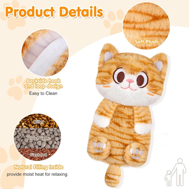 SUZZIPAD Orange Cat Microwave Heating Pad for Belly Neck  Shoulders Heated Stuffed Animal with Moist Heat Removable Plush Cover Unscented Natural Fill Adorable Surprise Present 63 x 106 12 lb - Image 2