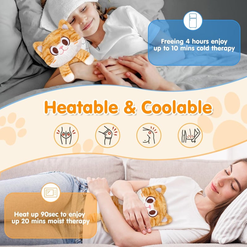 SUZZIPAD Orange Cat Microwave Heating Pad for Belly Neck  Shoulders Heated Stuffed Animal with Moist Heat Removable Plush Cover Unscented Natural Fill Adorable Surprise Present 63 x 106 12 lb - Image 3