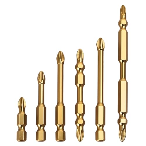 Serplex® 6Pcs Screwdriver Bits Electric Drill Bits Set, Non-Slip Phillips Bits, Ribbed Bits Design, 30/50/65/75mm Long Assorted Drill Bits & 67/100mm Long Dual-Tip Drill Bits, Universal 1/4 Hex Shank - Image 1
