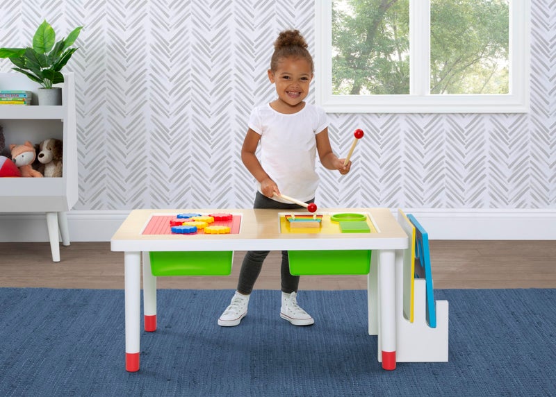 Delta CHILDREN Play and Learn Sensory Table for Kids, White/Primary - Image 2