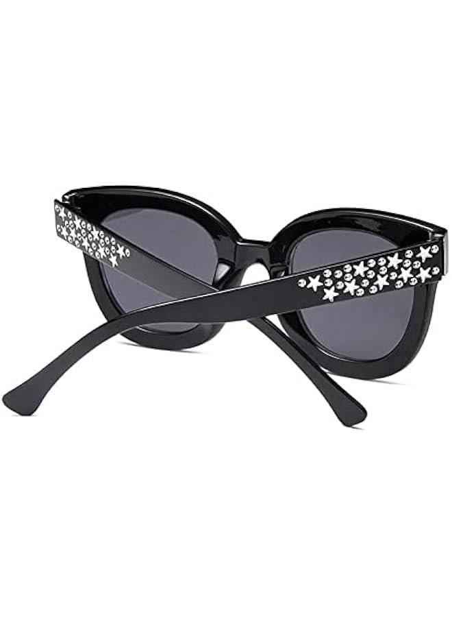 Generic Crystal Rhinestone Star Cateye Sunglasses Vintage Oversized Large Frame Sunglasses for Women Girls Summer Eyewear UV400  - Image 3