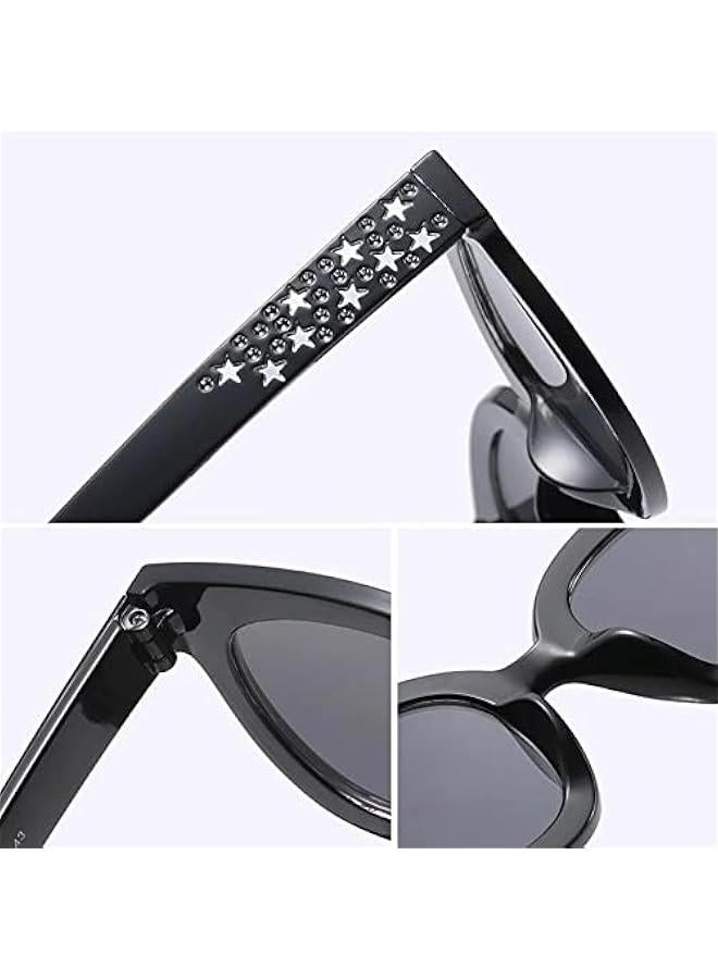 Generic Crystal Rhinestone Star Cateye Sunglasses Vintage Oversized Large Frame Sunglasses for Women Girls Summer Eyewear UV400  - Image 5