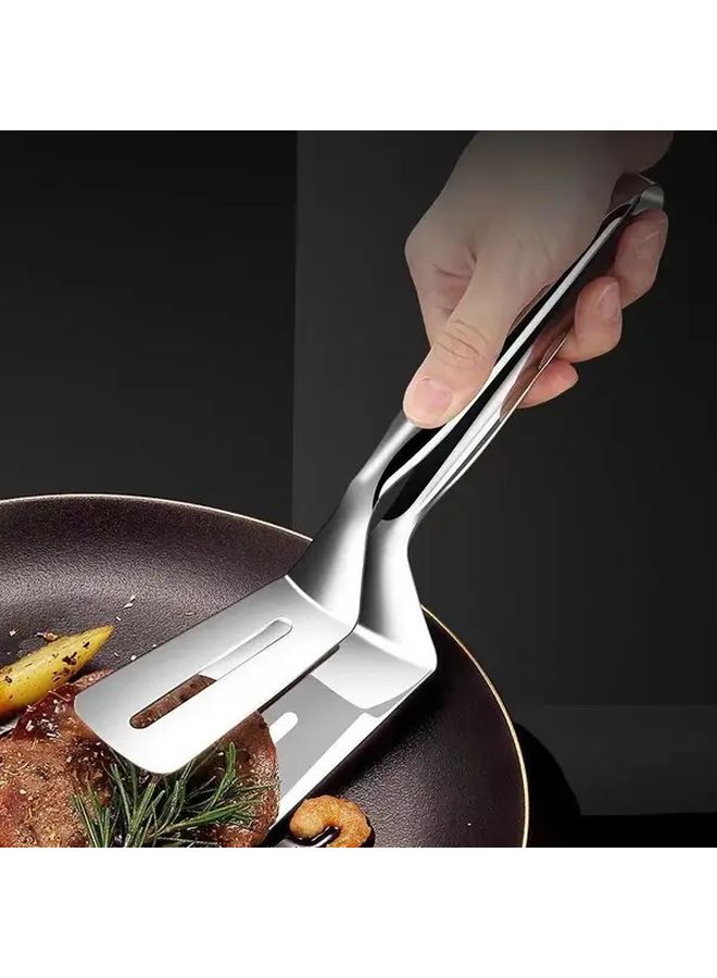 Stainless Steel Fish Spatula And Tongs 1pc Non Stick Heat Resistant Kitchen Tool - Image 1