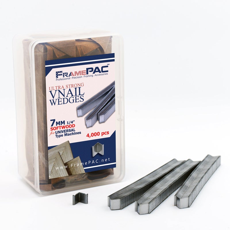 FramePac V Nails for Picture Frames Softwood Universal (UNI) 7mm (1/4 Inch) [4000 V-Nail Pack  Stacked] - (for use in Automatic V Nailer for Picture Framing  Automatic V Nailer for Picture Frames) - Image 1