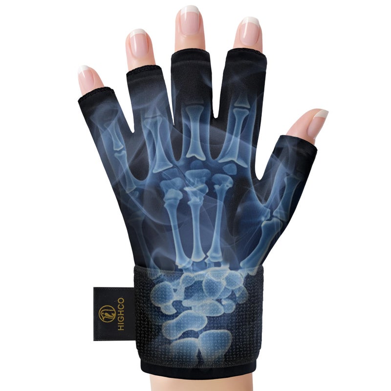 highco Compression Hand Ice Pack Glove for Arthritis Pain Relief,Adjustable Wrist Strap Ice Pack Wrap for Hand and Fingers,Cooling Ice Packs Glove for Women and Men,Tendonitis, Swelling,Black - Image 1