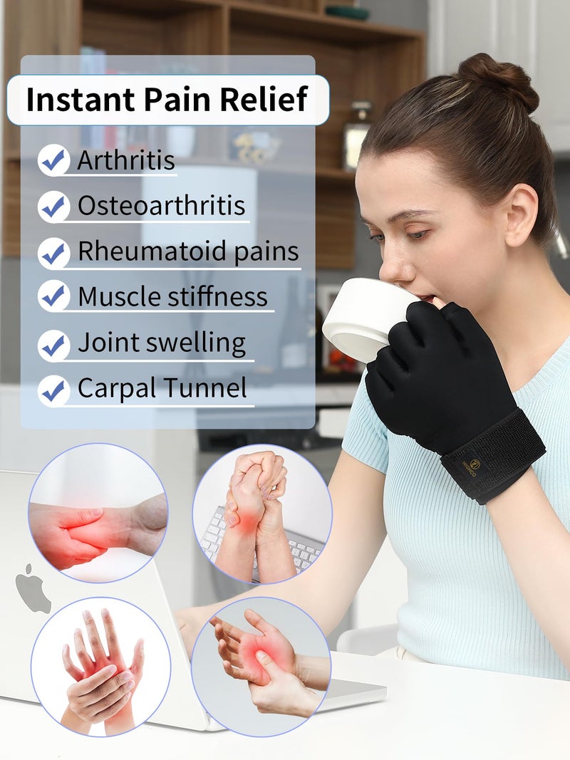 highco Compression Hand Ice Pack Glove for Arthritis Pain Relief,Adjustable Wrist Strap Ice Pack Wrap for Hand and Fingers,Cooling Ice Packs Glove for Women and Men,Tendonitis, Swelling,Black - Image 2