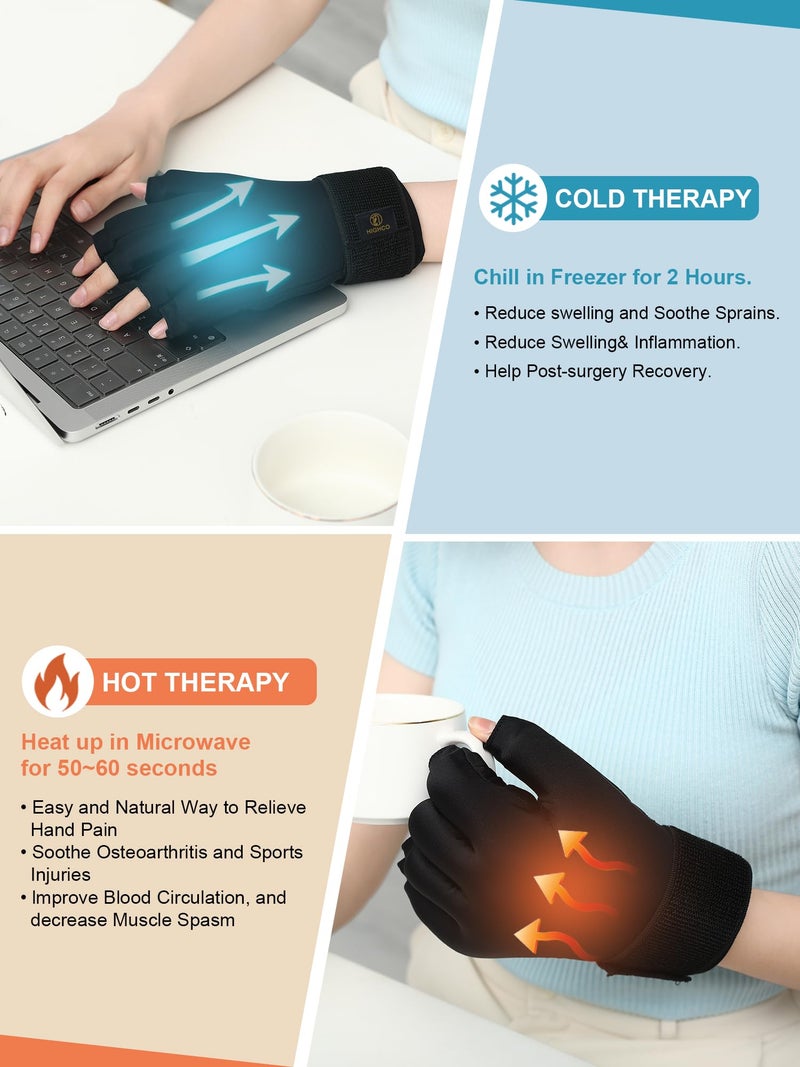 highco Compression Hand Ice Pack Glove for Arthritis Pain Relief,Adjustable Wrist Strap Ice Pack Wrap for Hand and Fingers,Cooling Ice Packs Glove for Women and Men,Tendonitis, Swelling,Black - Image 3