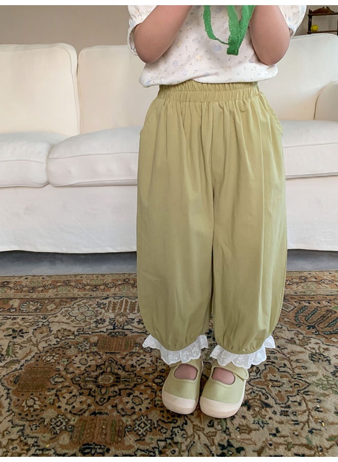 Boys' And Girls' Casual Pants With Stylish Lace Trim, Mosquito-proof Pants, Spring And Autumn Korean Style Children's Loose Pants