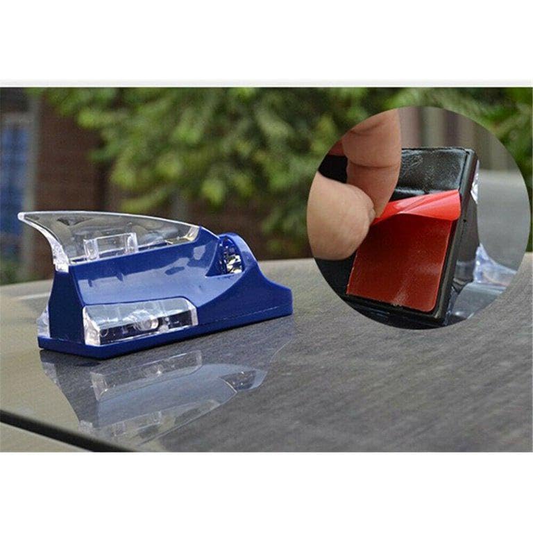 AutoBizarre Car Decorative Shark Fin Antenna with Wind Powered LED Multicolor Warning Strobe Lights Compatible with All Cars (Blue) - Image 3