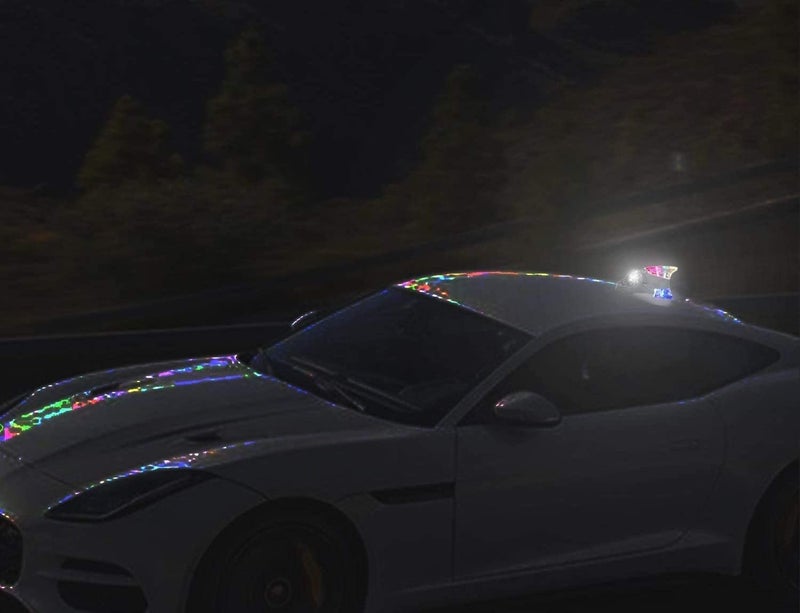 AutoBizarre Car Decorative Shark Fin Antenna with Wind Powered LED Multicolor Warning Strobe Lights Compatible with All Cars (Blue) - Image 2