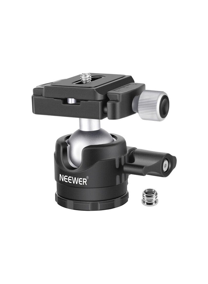 Neewer NEEWER 28mm Low-Profile Tripod Ball Head with Quick Release Plate & Bubble Level – 360° Panoramic Rotation, 1/4-Inch Screw Mount, Max Load 5kg for DSLR Cameras, Tripods, Monopods, Sliders  - Image 1