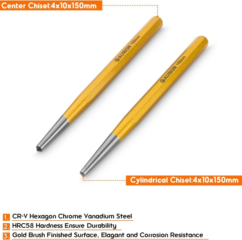 Acrux7 6pcs Cold Chisel Set - Flat, Center, Cylindrical, Metal Chisel Set, Premium Cr-V Steel, Cone Chisels for Brickwork, Concrete, Metal and Stone - Image 5