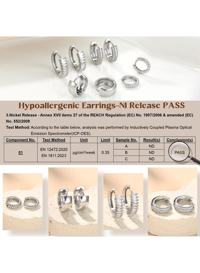 Florideco 4Pairs Small Hoop Earrings for Women Trendy 14K Gold Plated Stackable Chunky Earrings Hypoallergenic Huggie Earring Stacks Lightweight Earring Sets for Multiple Piercing, Brass, Cubic - Image 4