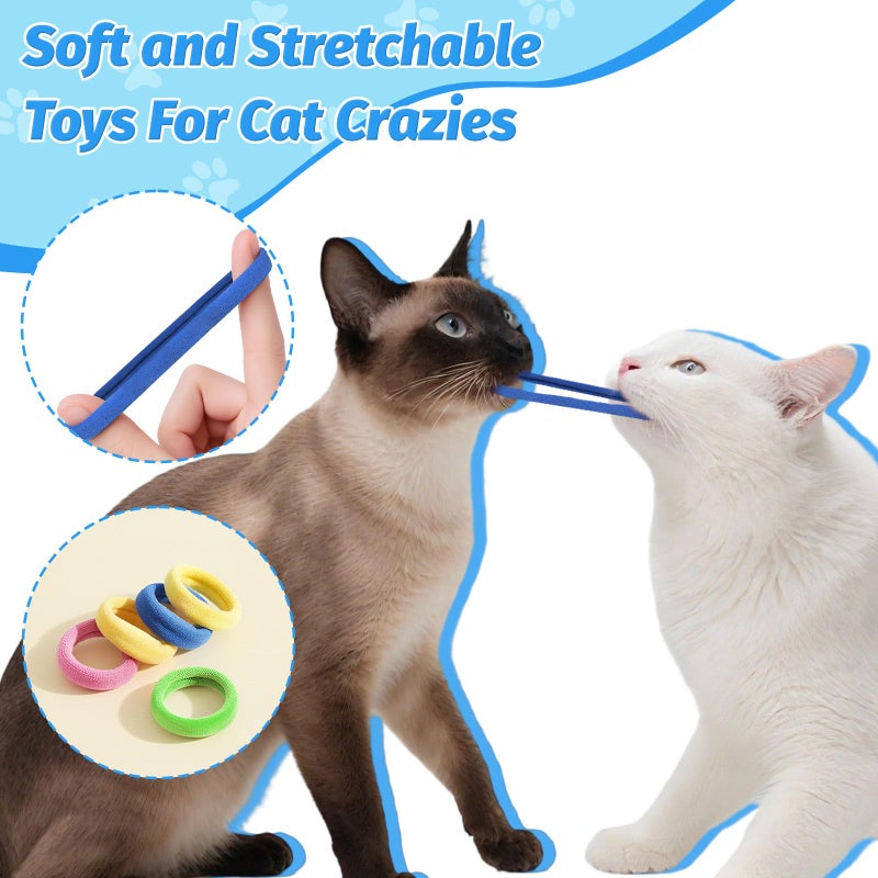 AKAIXI Cat Toys 24 PCS, Rubber Cat Chew Toy, Interactive Cat Toys to Kill Time, Colorful Bracelets Bands for Cat - Image 5