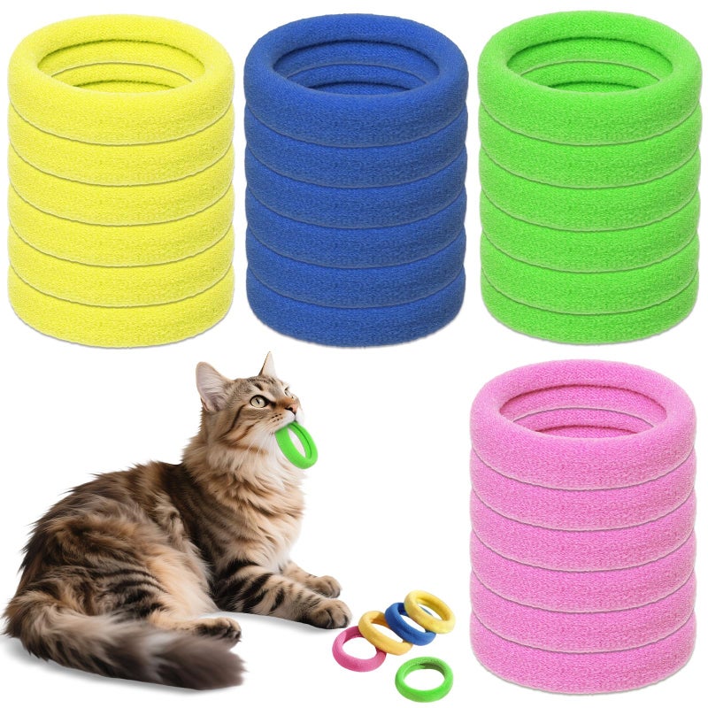 AKAIXI Cat Toys 24 PCS, Rubber Cat Chew Toy, Interactive Cat Toys to Kill Time, Colorful Bracelets Bands for Cat - Image 1