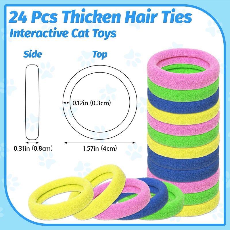 AKAIXI Cat Toys 24 PCS, Rubber Cat Chew Toy, Interactive Cat Toys to Kill Time, Colorful Bracelets Bands for Cat - Image 3