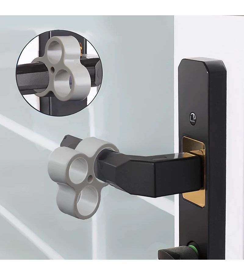 Gray Acrylic Door Handle Bumpers 2pcs Anti Collision Silent No Drilling - Image 3