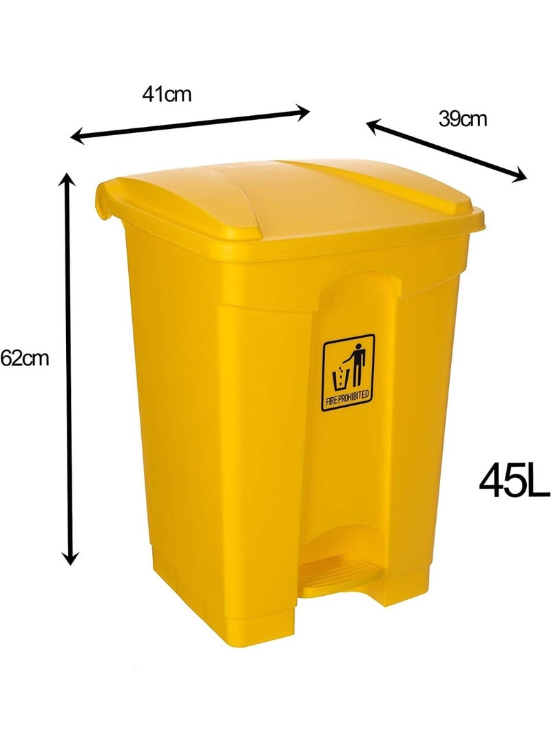 Amber Home Step Trash Bin Garbage Bin Plastic Matte Finish | Functional Waste & Garbage Waste Bin Trash Can Suitable For Homes, Villas, Large Areas & Communal Spaces| 45 Liters Yellow - Image 2