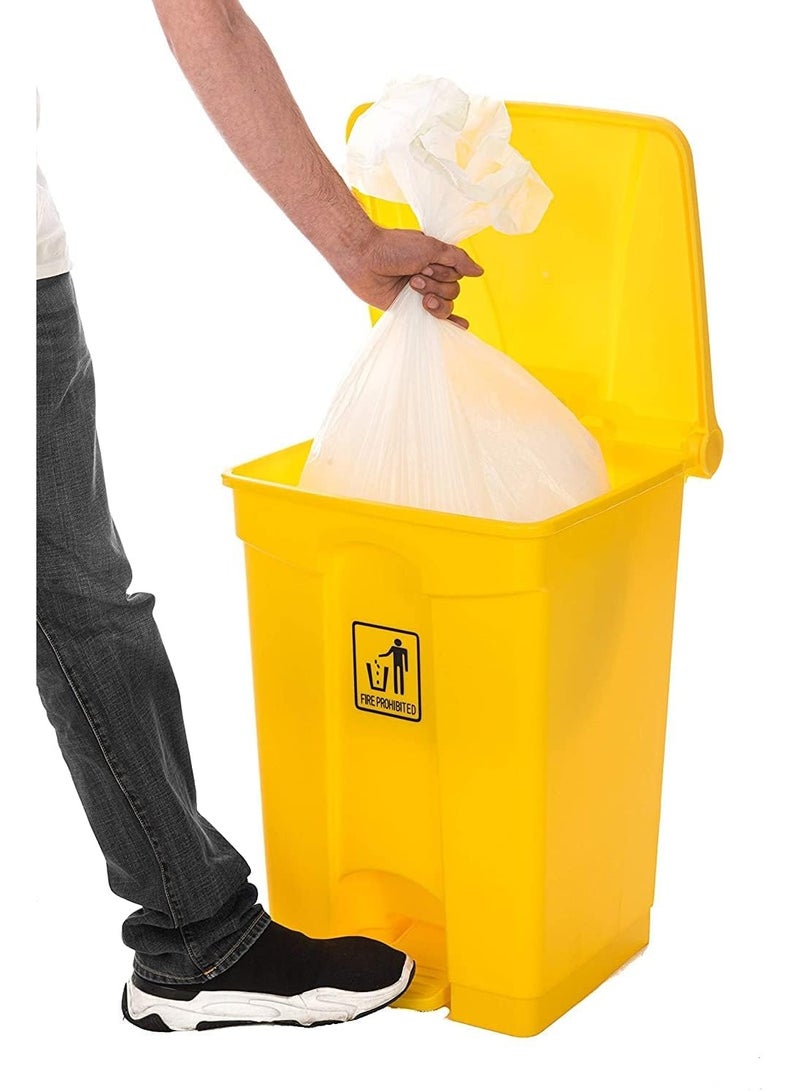 Amber Home Step Trash Bin Garbage Bin Plastic Matte Finish | Functional Waste & Garbage Waste Bin Trash Can Suitable For Homes, Villas, Large Areas & Communal Spaces| 45 Liters Yellow - Image 3