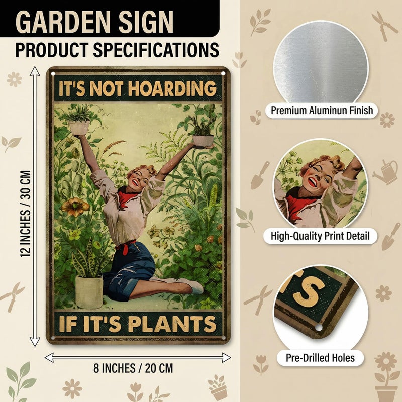 Bestylez Gardening Gifts Itâ€˜s Not Hoarding If It's Plants Vintage Garden Signs for Home Garden Greenhouse Living Room Bedroom Yard Backyard Outdoor Decor 8X12 Inch (3066) - Image 2
