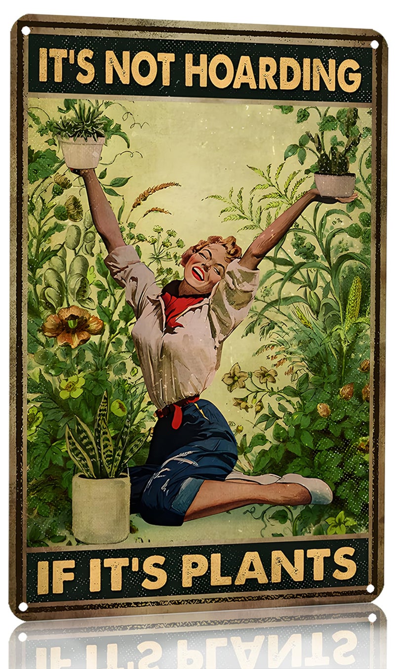 Bestylez Gardening Gifts Itâ€˜s Not Hoarding If It's Plants Vintage Garden Signs for Home Garden Greenhouse Living Room Bedroom Yard Backyard Outdoor Decor 8X12 Inch (3066) - Image 1