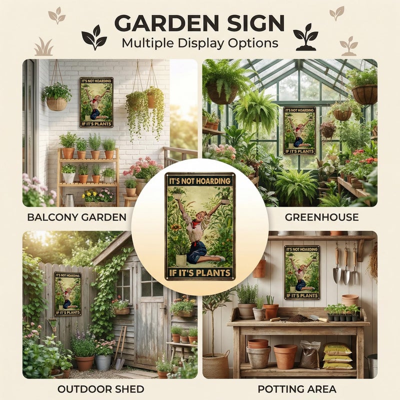 Bestylez Gardening Gifts Itâ€˜s Not Hoarding If It's Plants Vintage Garden Signs for Home Garden Greenhouse Living Room Bedroom Yard Backyard Outdoor Decor 8X12 Inch (3066) - Image 3