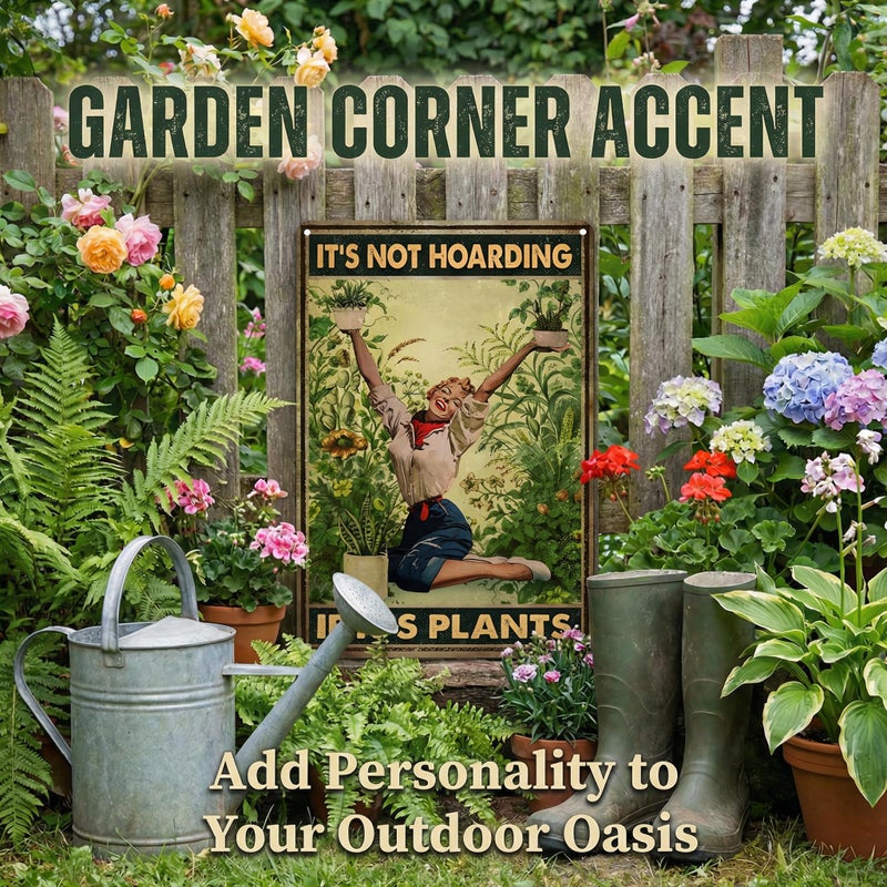 Bestylez Gardening Gifts Itâ€˜s Not Hoarding If It's Plants Vintage Garden Signs for Home Garden Greenhouse Living Room Bedroom Yard Backyard Outdoor Decor 8X12 Inch (3066) - Image 4