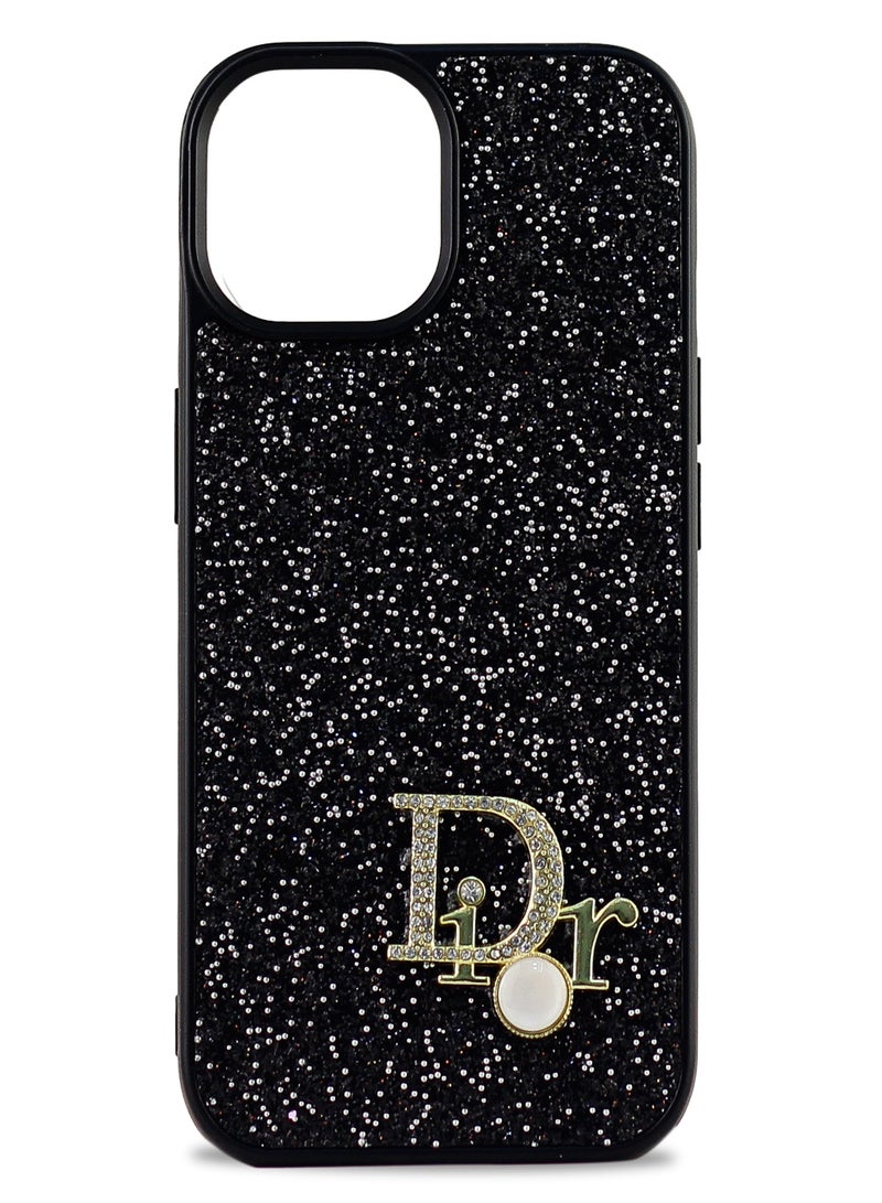 Luxury Shiny Bling Sparkly Bumper Cover with For Women Girls Soft Slim Shockproof Protective Phone Case for iPhone 13 Pro Max (Black)