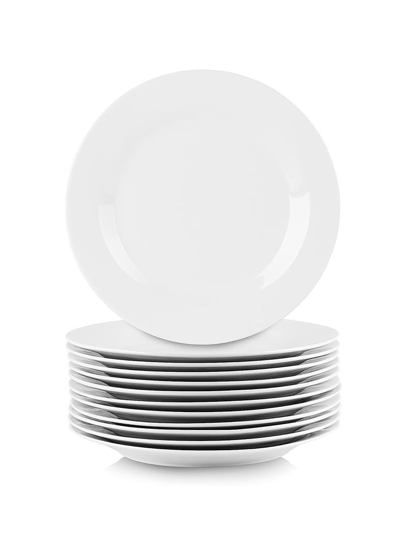 أطباق عشاء 27 سم مجموعة من 12 قطعة بورسلين أبيض - Image 1