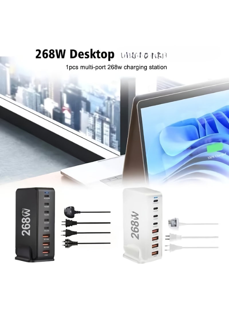 AROAQ 240W Gan USB Type C Fast Charger, Multiple Use 8 Ports PD QC4.0 Laptop Charger, Safe And Durable Desktop Charger Compatible for Macbook Pro/Air/Ipad Pro/Iphone, (240W Australian standard, White) - Image 2