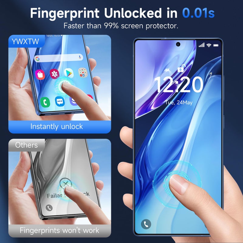 YWXTW Anti Reflective Screen Protector for Samsung Galaxy S26 Ultra, [Bubble Free] Anti Glare & EZ Unlock Tempered Glass S26 Ultra Accessories, Case Friendly, 2 Pack - Image 4