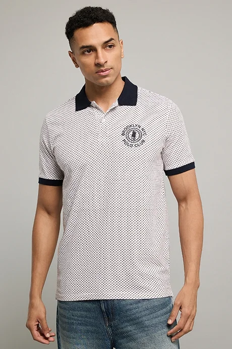 أر أند بي Printed Polo T-Shirt with Short Sleeves