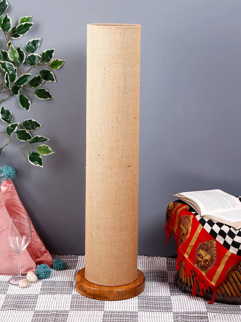 AMDHOME Beige Jute Round Shade Floor lamp with Wood Base BeigeJute - Image 2