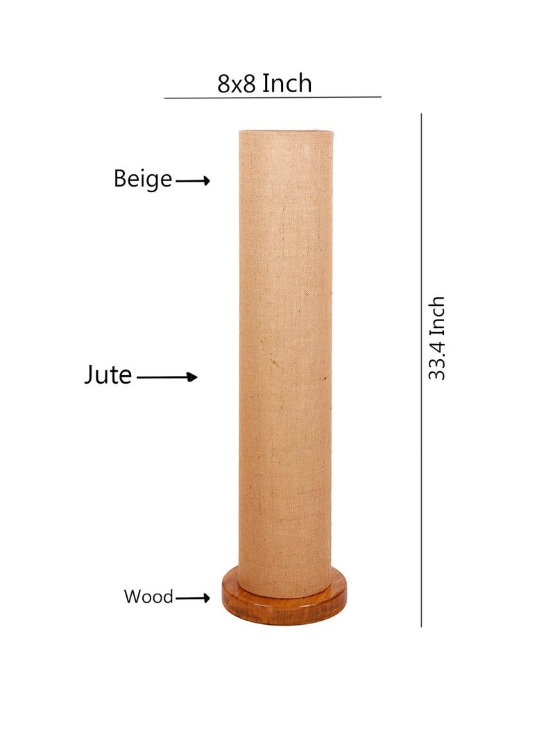AMDHOME Beige Jute Round Shade Floor lamp with Wood Base BeigeJute - Image 5