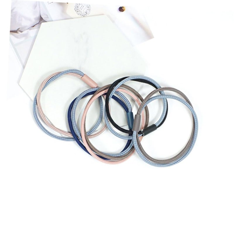 5pcs Double Colored Seamless Elastic Hair Ties For Women Girls Ponytail Everyday Wear Assorted Colors - Image 5