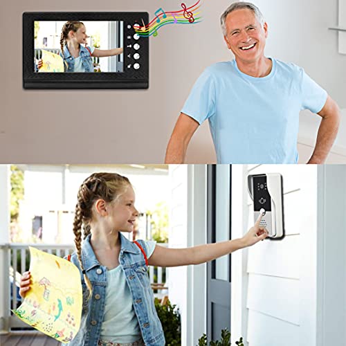 toncont Video Doorbell Intercom System, 7" Monitor Video Door Phone Kits, Wired Video Door Entry System, IR Night Vision Door Camera, Unlock, Dual-Way Intercom Outdoor Indoor for Home Villa (Black) - Image 2