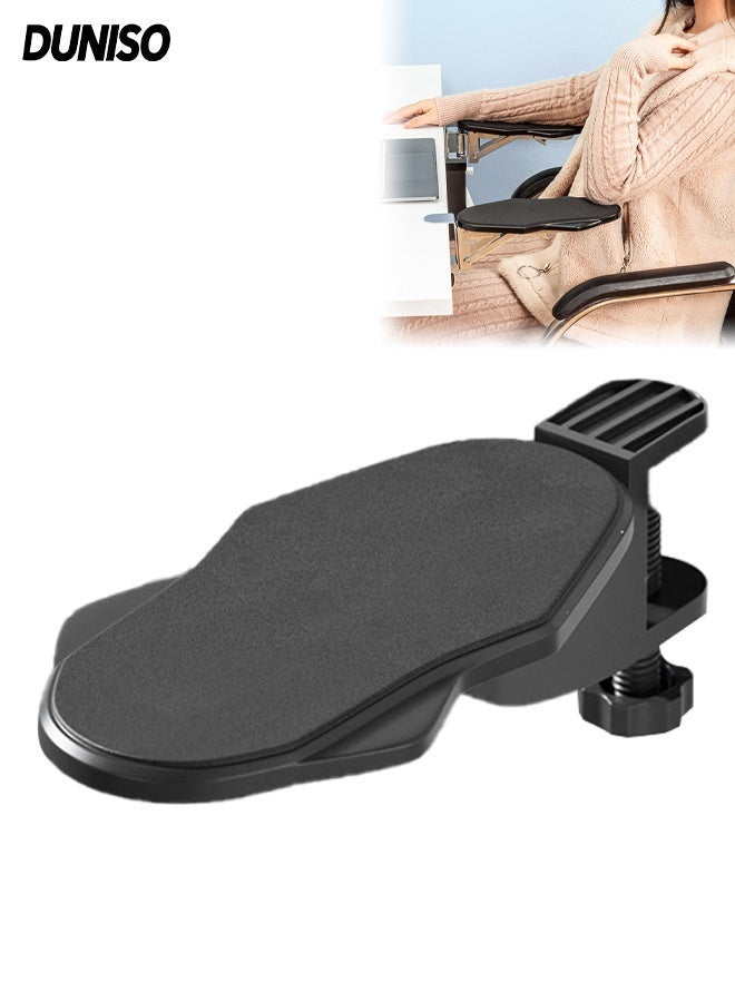 DUNISO Ergonomic Fixed Desk Arm Rest Support, No Drill Clamp On Computer Armrest with Soft Wrist Pad, Sturdy Non Rotating Elbow Support for Home Office Desk, Comfortable Arm Support for Typing Working Gaming - Image 1