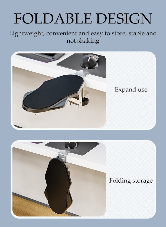 DUNISO Ergonomic Fixed Desk Arm Rest Support, No Drill Clamp On Computer Armrest with Soft Wrist Pad, Sturdy Non Rotating Elbow Support for Home Office Desk, Comfortable Arm Support for Typing Working Gaming - Image 3