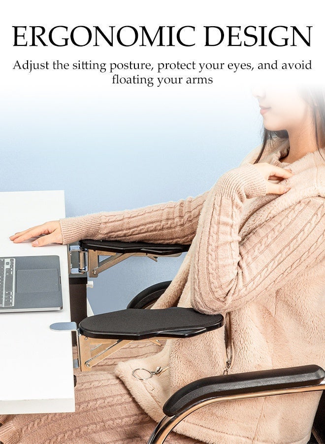 DUNISO Ergonomic Fixed Desk Arm Rest Support, No Drill Clamp On Computer Armrest with Soft Wrist Pad, Sturdy Non Rotating Elbow Support for Home Office Desk, Comfortable Arm Support for Typing Working Gaming - Image 4