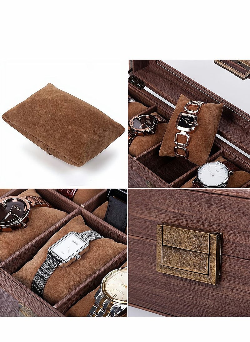 SYOSI Watch Organizer Box 10 Grid Watch Storage Box Watch Roll Storage Case Watch Display Case with Anti-move Watch Pillow for Men Women Fits Most Watch Band Not Include Watch - Image 2